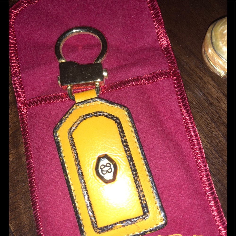 Yellow leather key chain